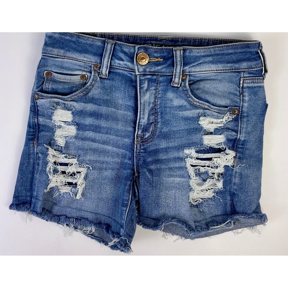 American Eagle Outfitters Womens Denim Distressed Cutoff Shorts Size 4 Blue
